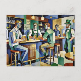 Modernes Kubistisches Irisches Pub Postkarte