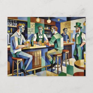 Modernes Kubistisches Irisches Pub Postkarte