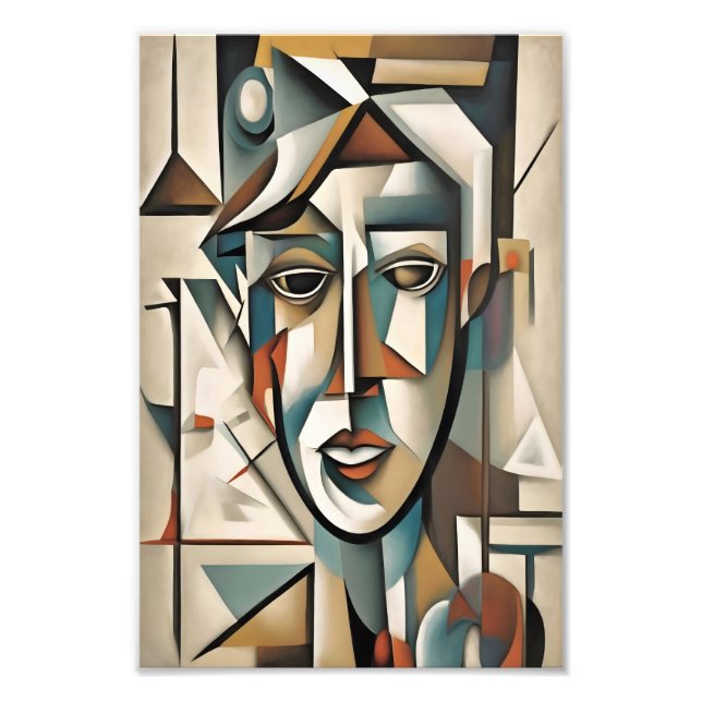 Modernes kubistisches Portrait Abstrakt Art Fotodruck (Vorne)