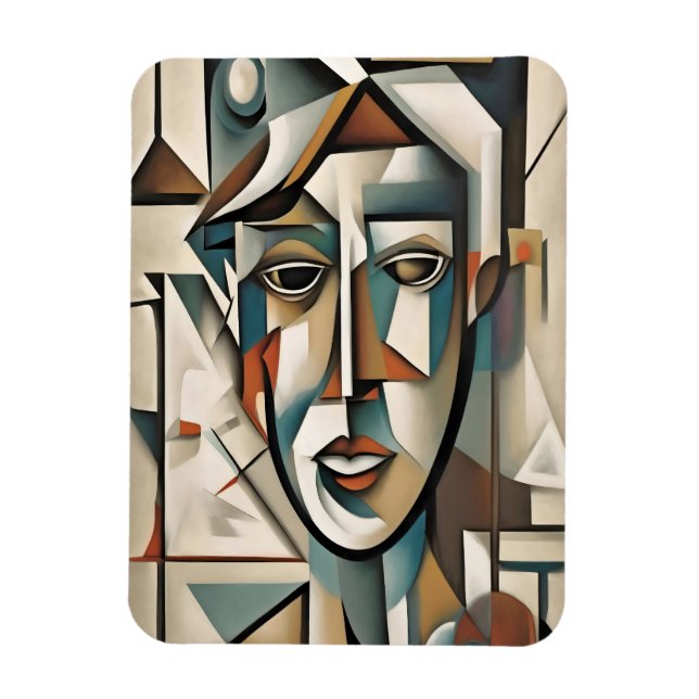 Modernes kubistisches Portrait Abstrakt Art Magnet (Vertikal)