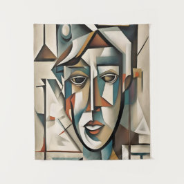 Modernes kubistisches Portrait Abstrakt Art Wandteppich