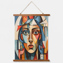 Modernes kubistisches Portrait Geometric Wall Art Wandteppich Mit Holzrahmen