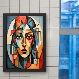 Modernes kubistisches Portrait Geometrisches Wall Poster