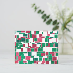 Modernes, kühne Rot und Grün Weihnachten Mondrian Postkarte
