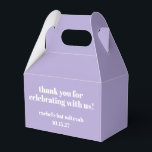 Modernes kühnes Lila Bat Mitzvah Custom Vielen Dan Geschenkschachtel<br><div class="desc">Personalisierte Bold Typografy Lavender Lila Modern Danke für die Box</div>