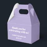 Modernes kühnes Lila Bat Mitzvah Custom Vielen Dan Geschenkschachtel<br><div class="desc">Personalisierte Bold Typografy Lavender Lila Modern Danke für die Box</div>