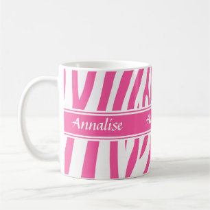 Modernes kundengerechtes rosa weißes Zebramuster Kaffeetasse