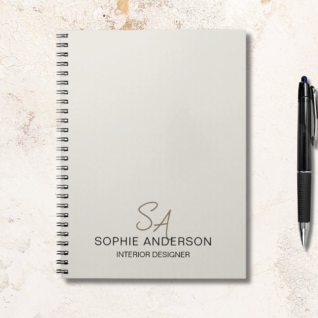 Modernes, kundenspezifisches Monogramm Berufliches Notizblock (Modern Custom Monogram Professional Business Notebook)