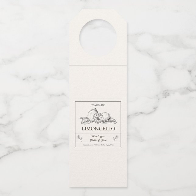 Modernes Kunsthandwerk Lemon Wedding Limoncello Flaschenanhänger (Vorderseite)
