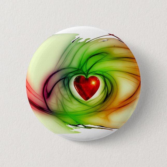 Modernes Kunstherz, schicke Liebe Mustergeschenke  Button (Vorderseite)
