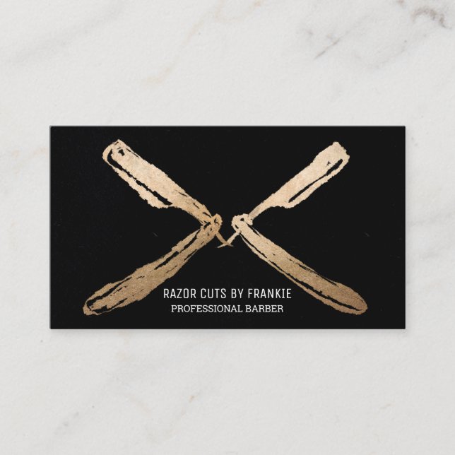 Modernes Künstlerisches Gold Black Razard Blades B Visitenkarte (Vorderseite)