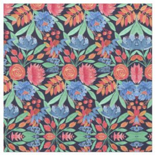 Modernes, Künstlerisches Korallenblau, florales Wa Stoff