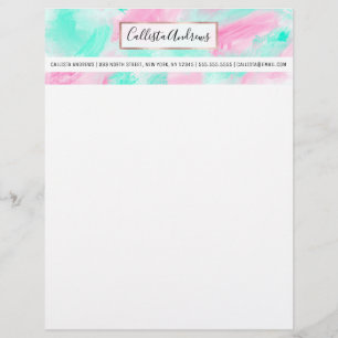 Modernes Künstlerisches Neonrosa Aquamarines Abstr Briefbogen