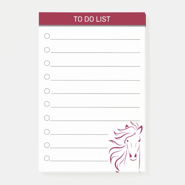 Modernes Kunstpferd in Bordeaux und Weiß Post-it Klebezettel (Vorderseite)