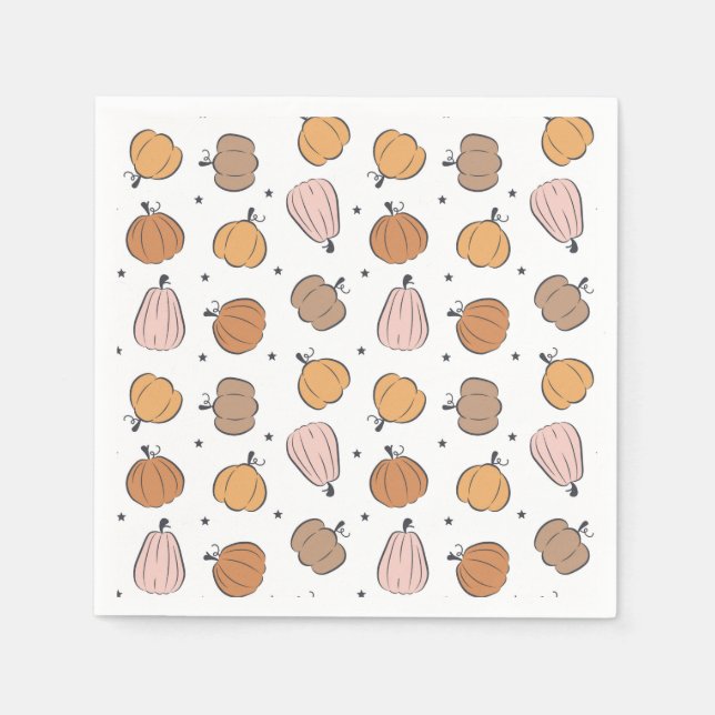 Modernes Kürbismuster - Papier Napkins Serviette (Vorderseite)