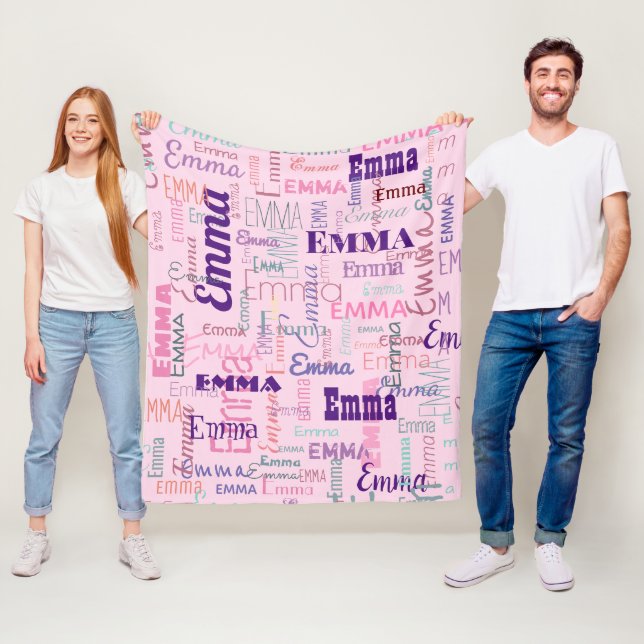 Modernes Kurzer Name Graffiti Pink Namensmuster  Fleecedecke (Beispiel)