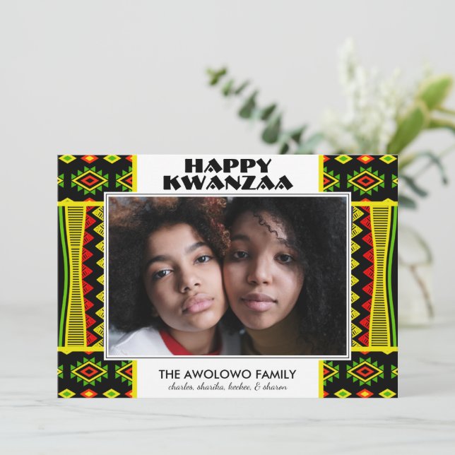 Modernes Kwanzaa-Foto Feiertagskarte (Stehend Vorderseite)