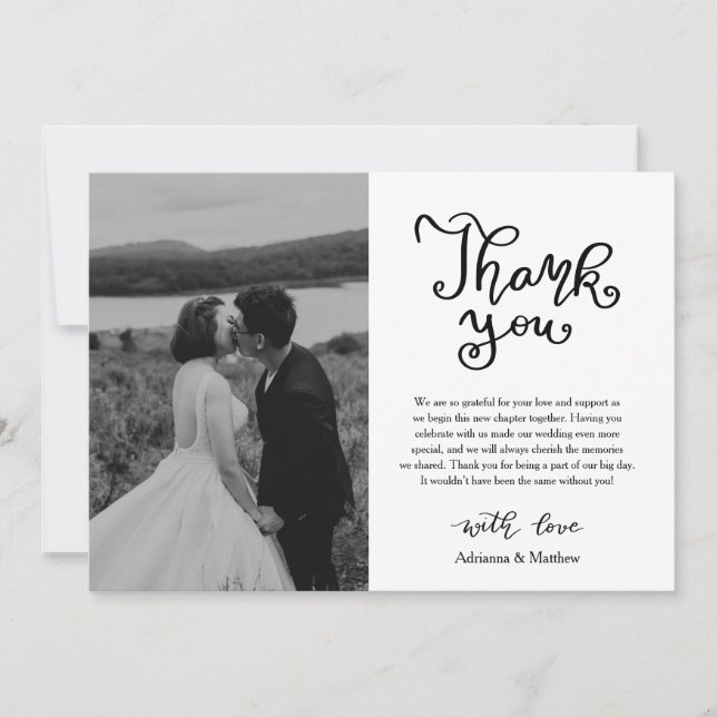 Modernes Lässiges Dankeschön an Script Wedding Fot Dankeskarte (Vorderseite)