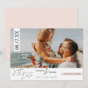 Modernes lässiges Foto mit rot-grünen Schriften Sa Save The Date