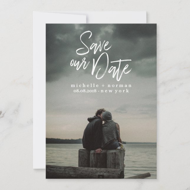 Modernes Lässiges Pinsel | FOTO SAVE THE DATE (Vorderseite)