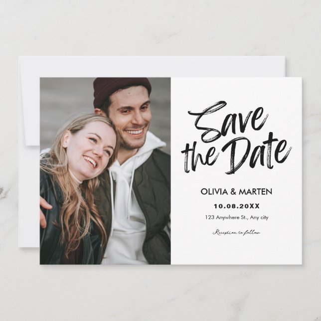 Modernes lässiges typografisches Foto Save The Date (Vorderseite)