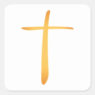 Modernes lateinisches christliches Kreuz Quadratischer Aufkleber