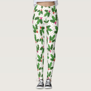 Modernes Laub-Stechpalmen-Gold punktiert Leggings