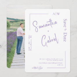Modernes Lavendel-Foto Hochzeit retten Datum II Save The Date