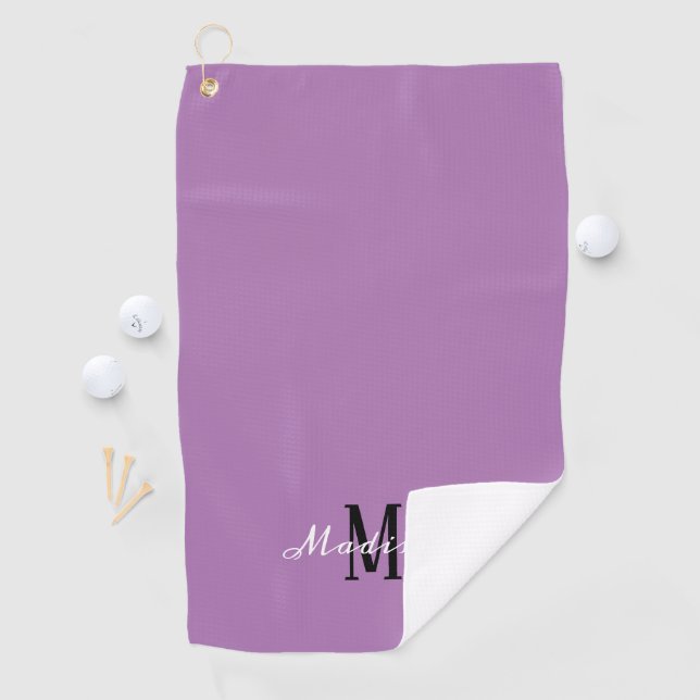 Modernes Lavendel Lila Drehbuch Personalisiert Golfhandtuch (Insitu)