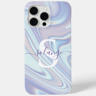 Modernes Lavendel Swirl Holographic Name Monogram Case-Mate iPhone Hülle