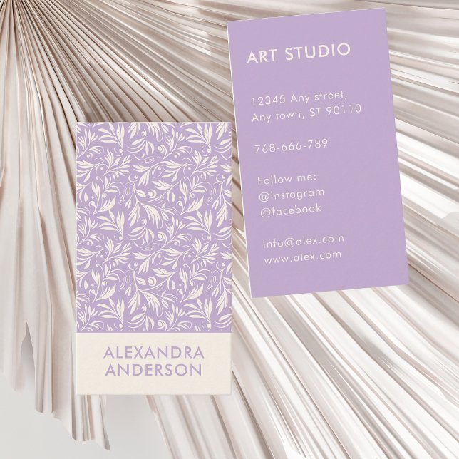 Modernes Lavendelmuster Visitenkarte (Modern Lavender Swirl Pattern Business Card)