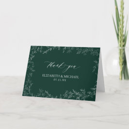 Modernes Leaf Emerald Green Formal Foto Vielen Dan Karte