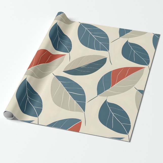 Modernes Leaf Motif Geschenkpapier (Ungerollt)
