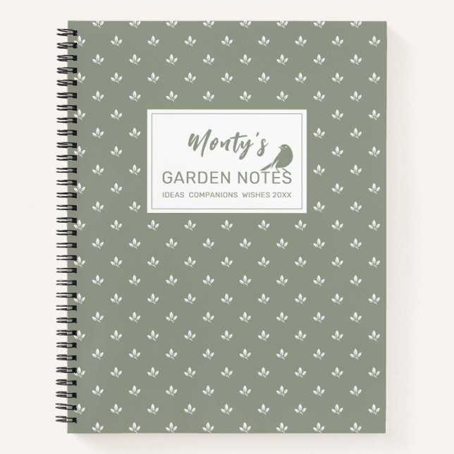 Modernes Leaf-Muster-Gartenbau | Benutzerdefiniert Notizbuch (Vorderseite)
