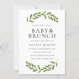 Modernes Leaf Wreath Baby Brunch Einladung