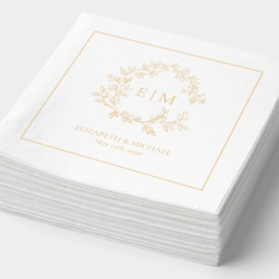 Modernes Leafy Wappen Einfache Mit Monogramm Hochz Servietten Mit Folie
