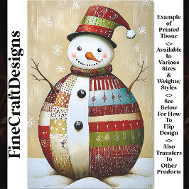 Modernes, lebendiges Patchwork Snowman BA8 Decoupa Seidenpapier