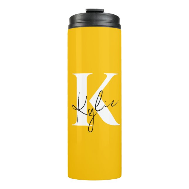 Modernes, lebendiges Personalisiertes Monogramm - Thermosbecher (Vorderseite)