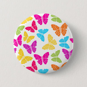 Modernes, lebendiges Rainbow Butterfly Niedliches Button