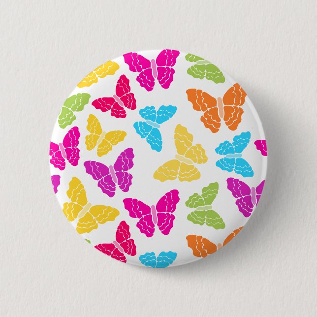 Modernes, lebendiges Rainbow Butterfly Niedliches  Button (Vorderseite)