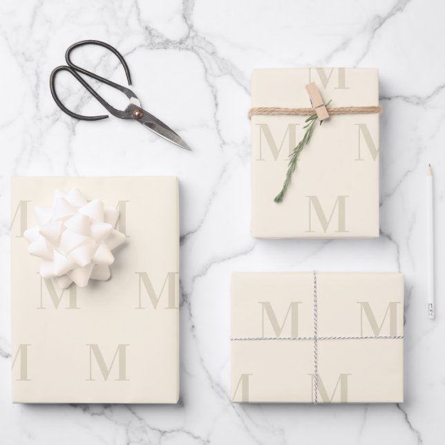 Modernes, leicht beigefarbenes Sand Minimalistisch Geschenkpapier Set (Vorderseite)