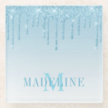 Modernes, leicht blauer Glitzer Monogram