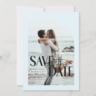 Modernes, leicht blaues Foto Save the Date Einladung