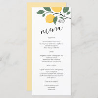Modernes Lemon Foliage Calligraphy Wedding Menu