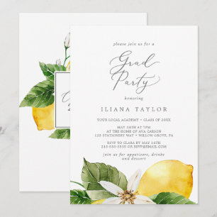 Modernes Lemon Garden Grad Party Einladung