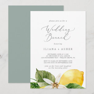 Modernes Lemon Garden Wedding Brunch Einladung