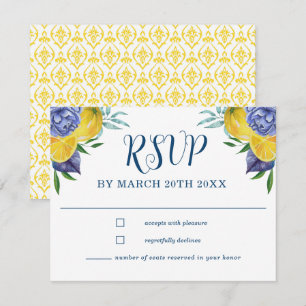 Modernes Lemon Summer Wedding RSVP Karte