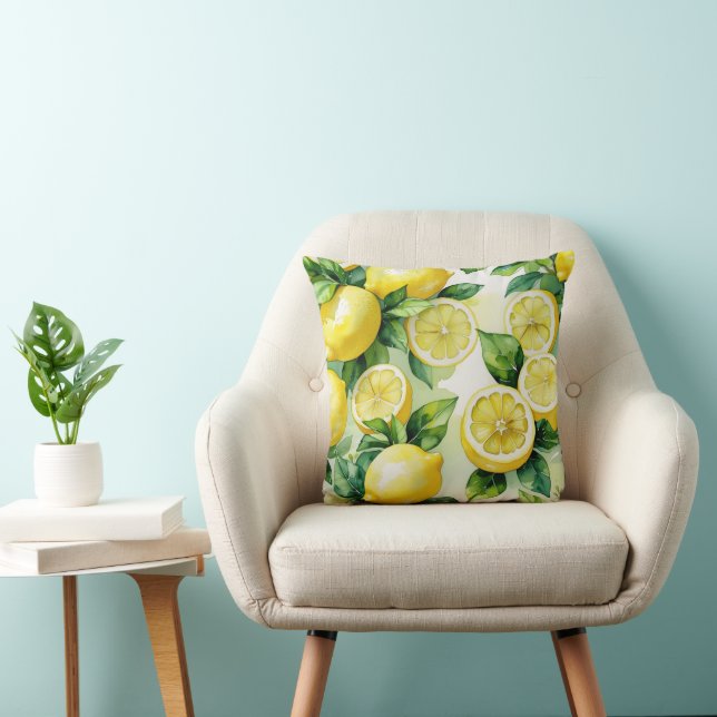 Modernes lemonblaues Blumenskript-Brautparty Kissen (Stuhl )