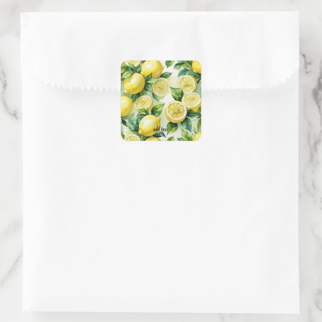 Modernes lemonblaues Blumenskript-Brautparty Quadratischer Aufkleber (Tasche)