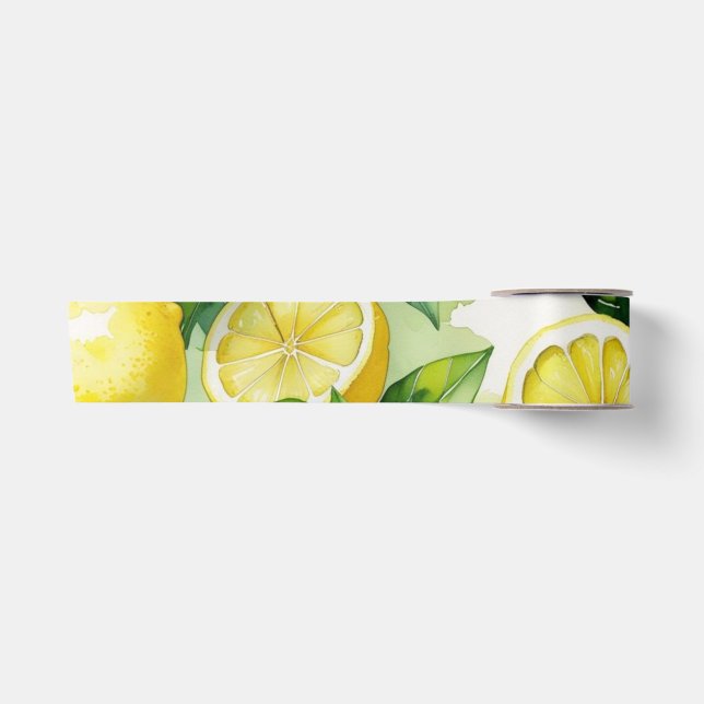 Modernes lemonblaues Blumenskript-Brautparty Satinband (Vorderseite)